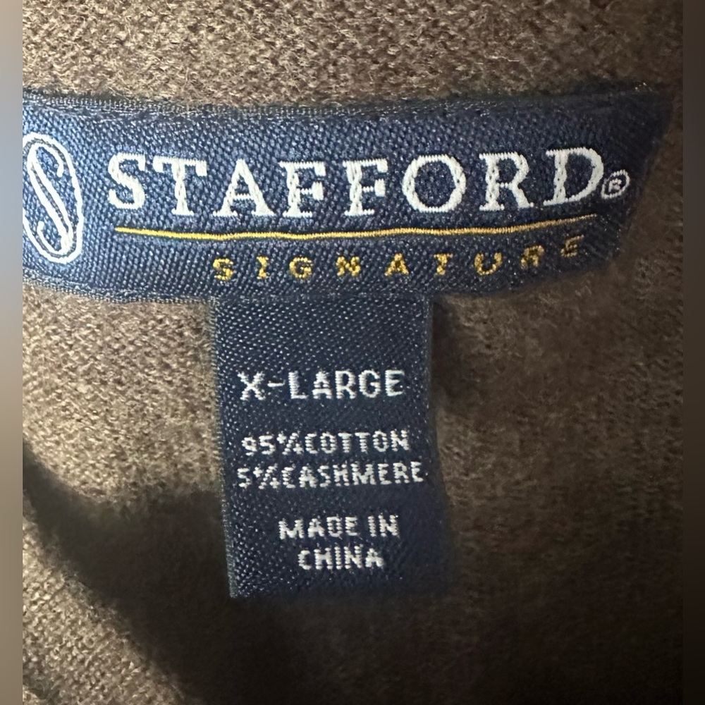 Men’s Stafford Signature Cashmere Blend Sweater Soft, Classic Brown XL - Picture 6 of 8